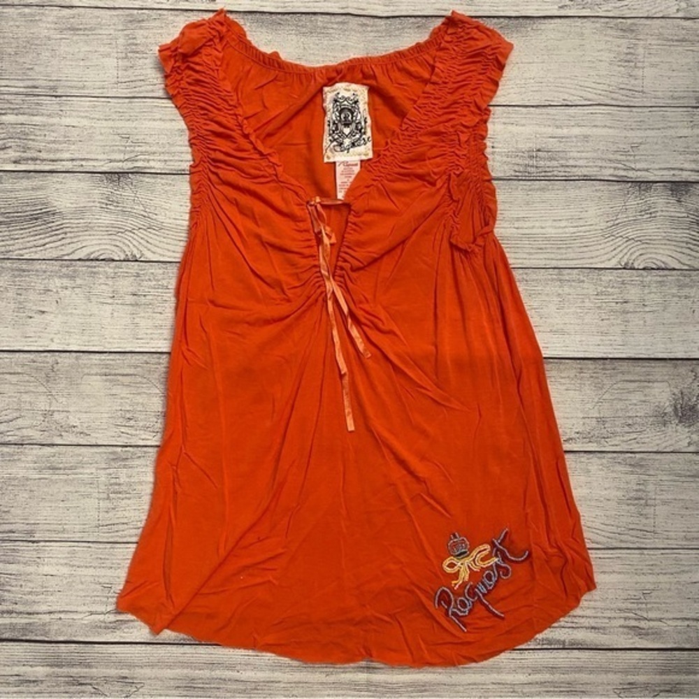 Request Vintage Y2K Orange Coral Sleeveless Seed Bead Top Modal Size Large